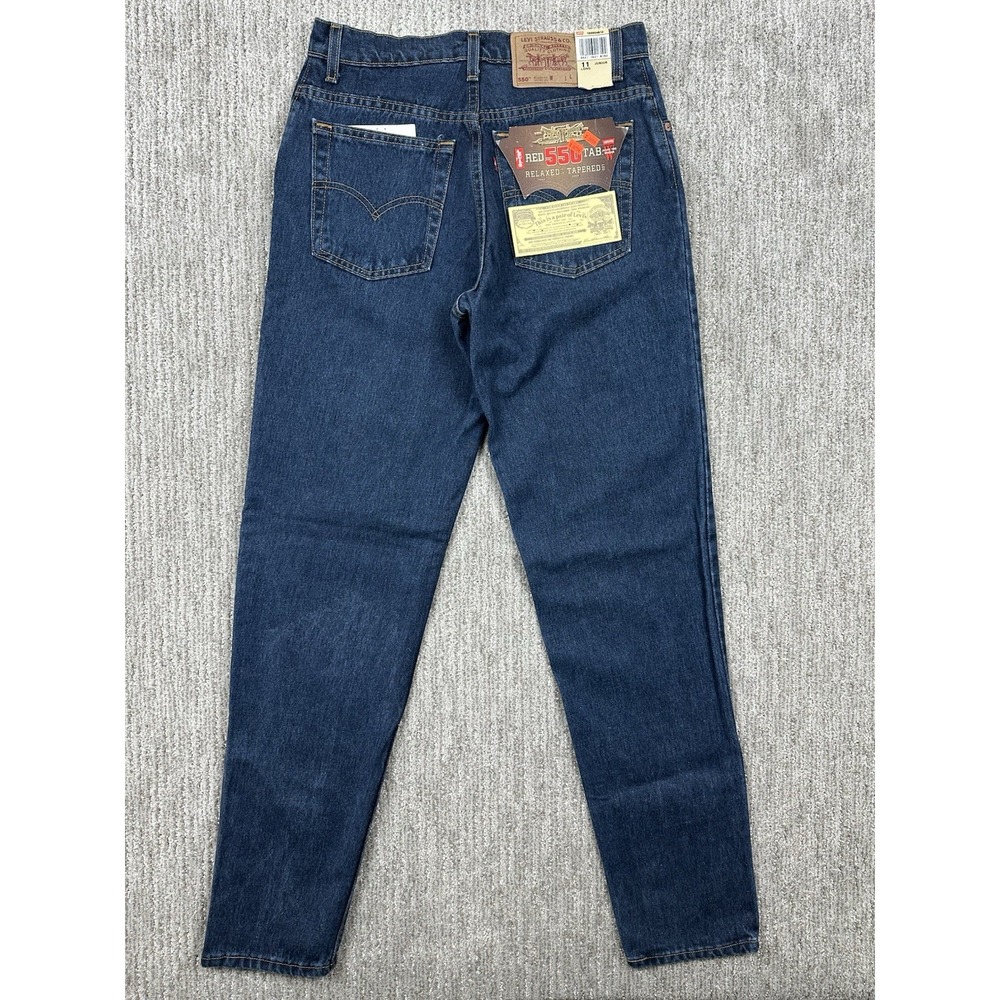 VTG 90s Levis 550 Jeans Womens 11L (30×32) Dark Wash Relaxed Tapered Mom NWT USA